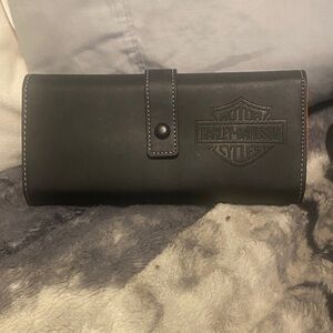 Harley-Davidson Black Leather Men's Clutch Wallet